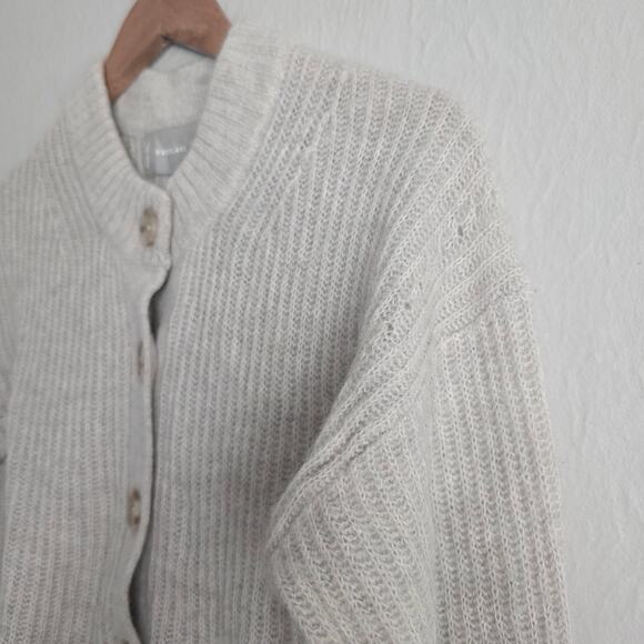Everlane Alpaca Wool Blend Cropped Cardigan Sweater Cream Ivory XS Cozy - Picture 5 of 11